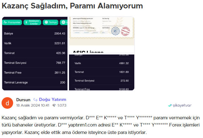 dogu yatirim şikayet var