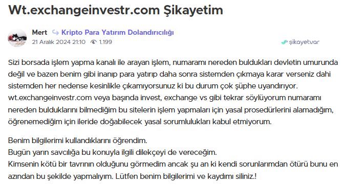 exchange investr şikayet var