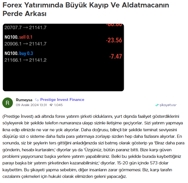 prestige invest finance şikayet var