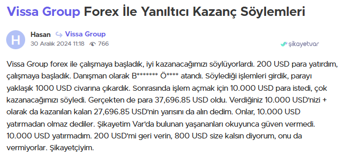 vissa group şikayet var