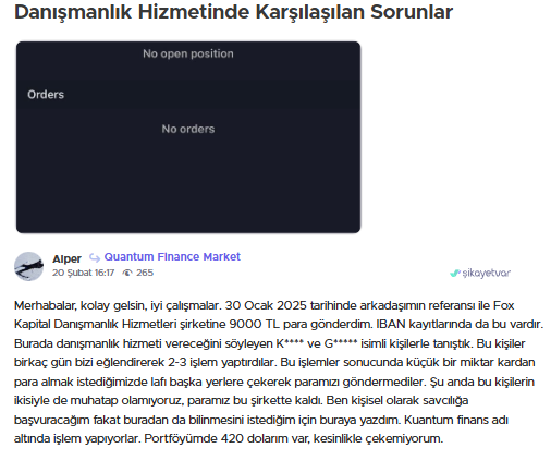 Quantum Finance Market şikayet var