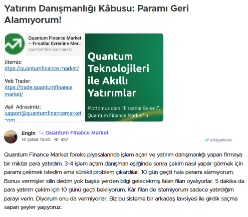 Quantum Finance Market şikayet var