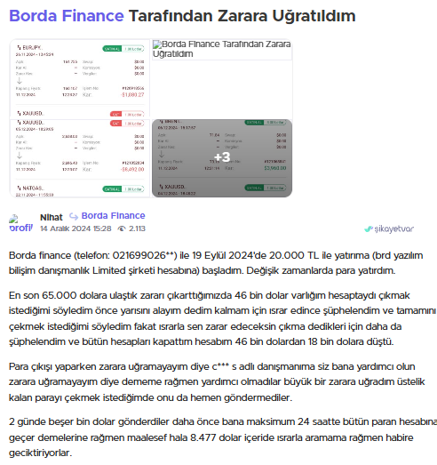 borda finance şikayet var