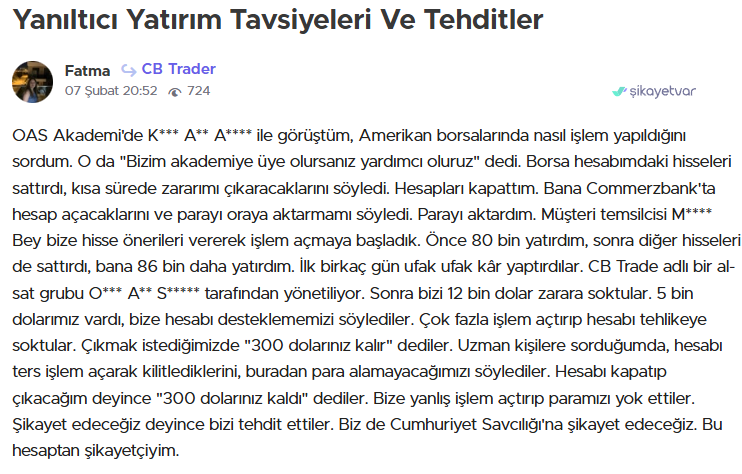 cb trader şikayet var