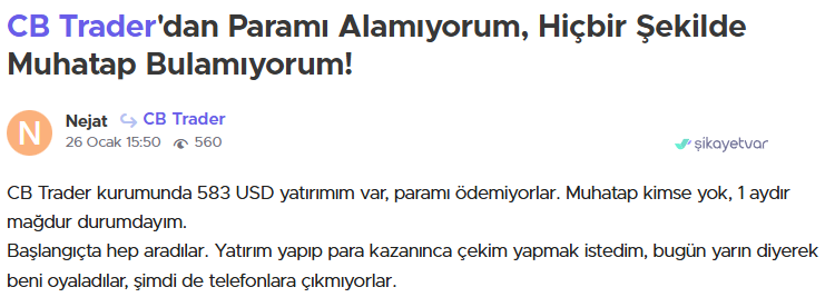 cb trader şikayet var