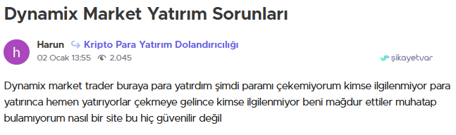 dynamix trading şikayet var