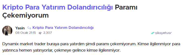 dynamix trading şikayet