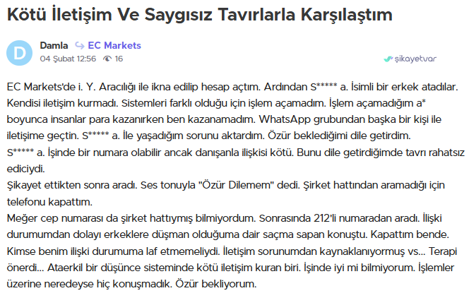 ec markets şikayet var