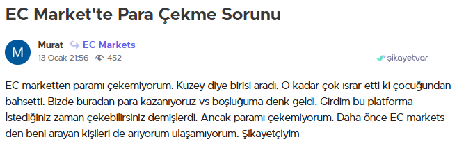 ec markets şikayet var