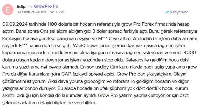 growpro fx şikayet var