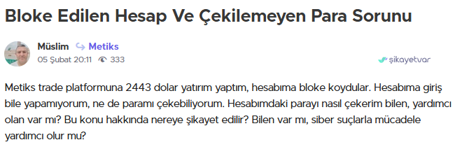 metiks şikayet var