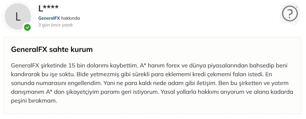 generalfx şikayet var