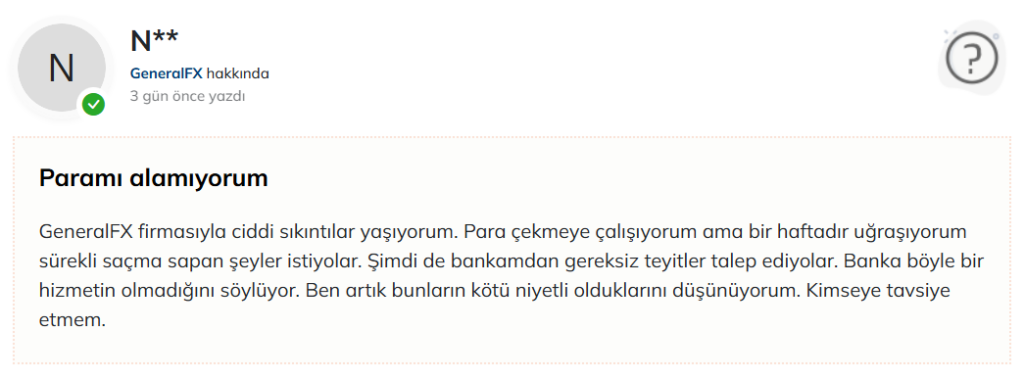 generalfx şikayet var