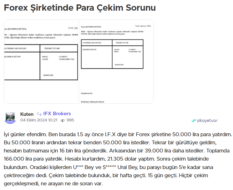 ifx brokers şikayet var