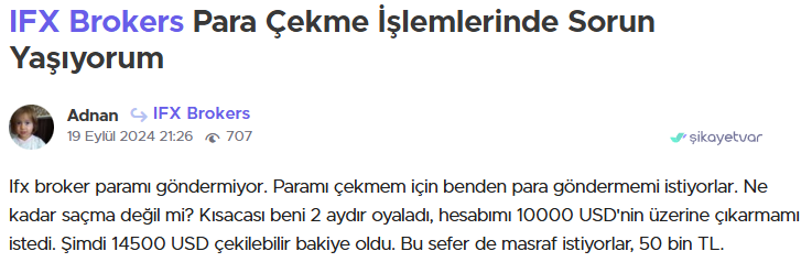 ifx brokers şikayet var