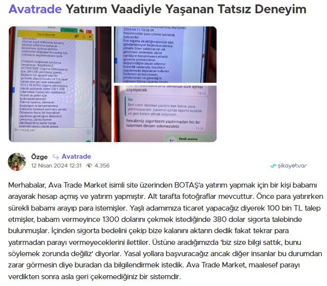 avatrade şikayet