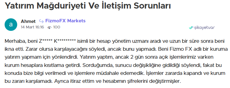 fizmo fx markets şikayet