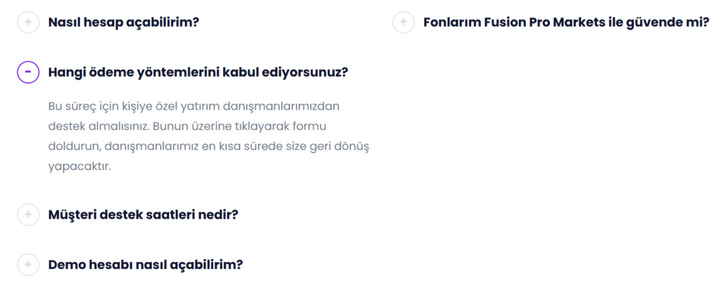 fusion pro markets ödeme yöntemleri