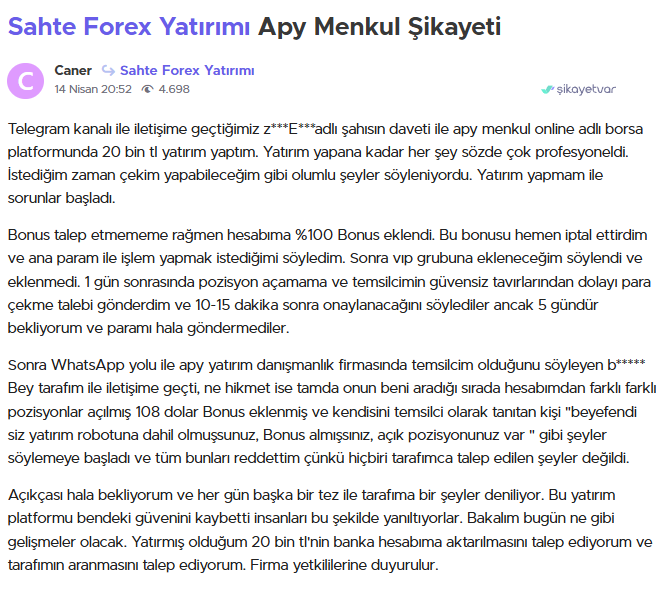 apy menkul şikayet
