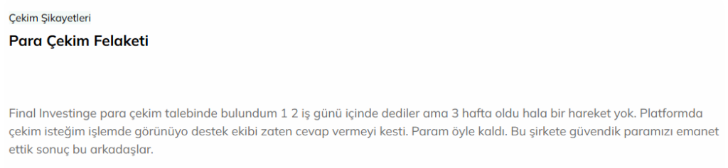 final investing şikayet