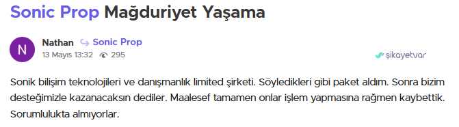 sonic prop şikayet