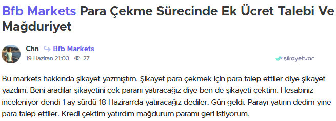 bfb markets şikayet