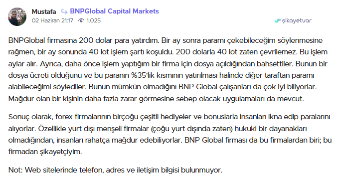 bnp global şikayet