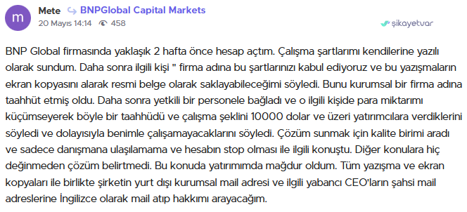 bnp global şikayet