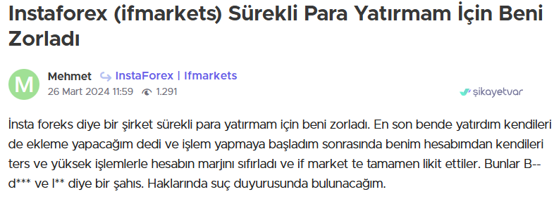 insta forex şikayet