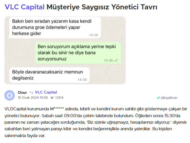 vlc capital şikayet