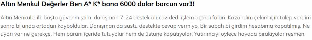 altın menkul değerler şikayet