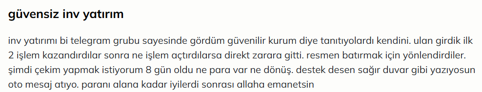 inv yatırım şikayet