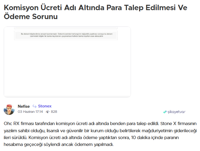 stonex şikayet