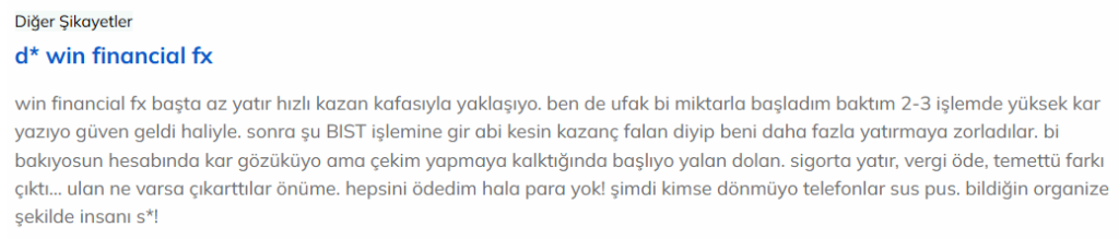 win financial fx şikayet