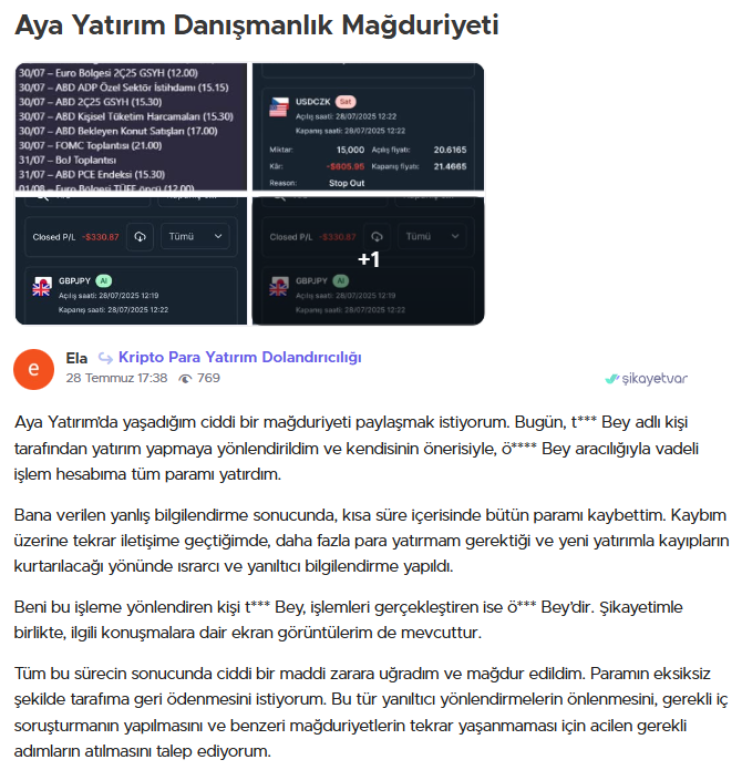 aya yatırım şikayet
