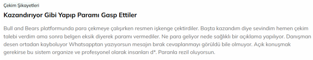 bull and bears şikayet
