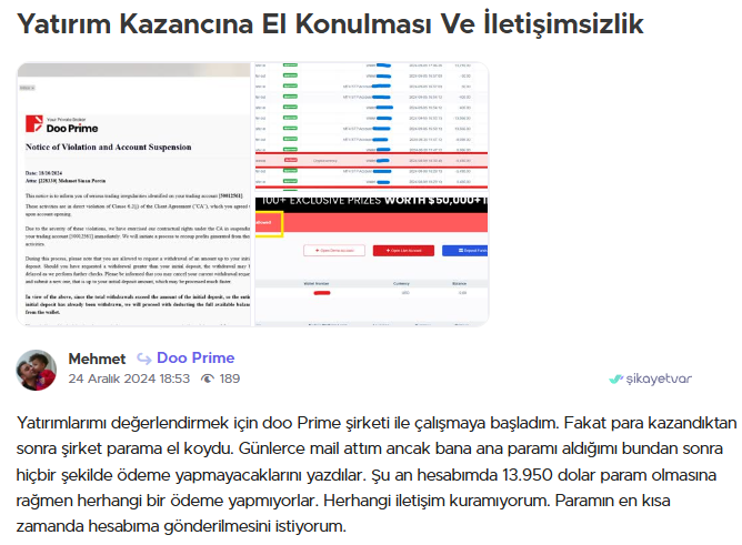 doo prime şikayet