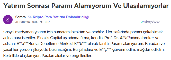 finaxis capital şikayet
