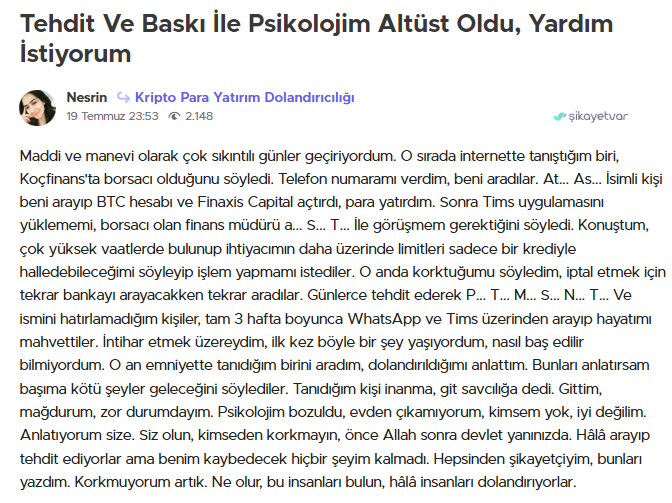 finaxis capital şikayet