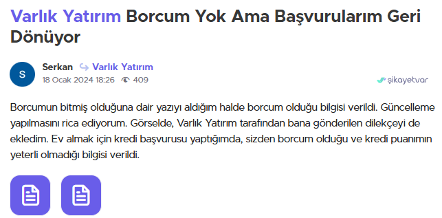 varlık katılım borsa şikayet