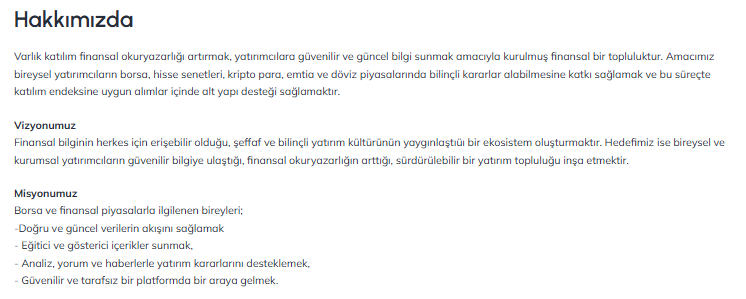 varlık katılım borsa
