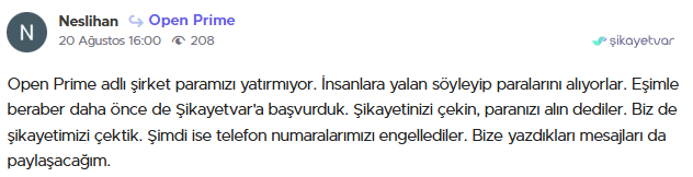 open prime şikayet