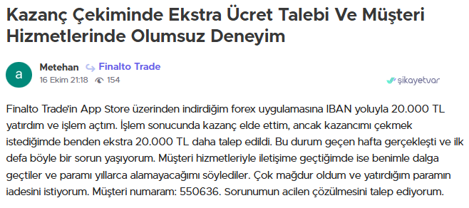 finalto şikayet