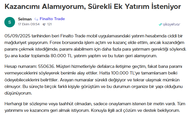 finalto şikayet