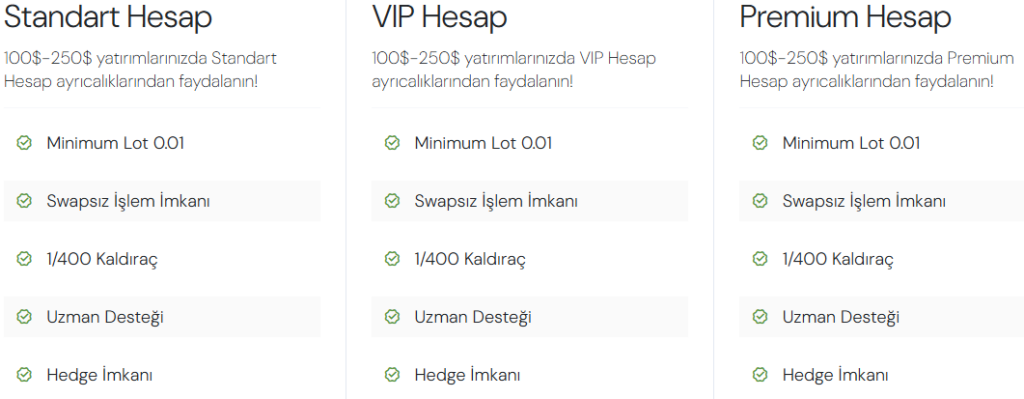 run markets hesap türleri