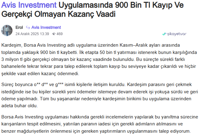 avis investment şikayet
