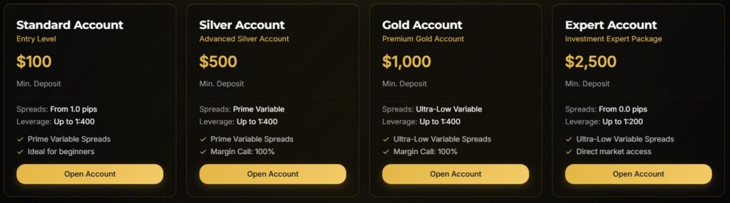 ravex global hesap türleri